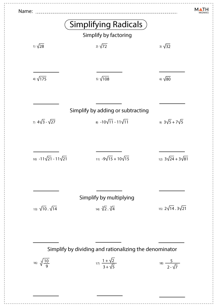 40 Simplifying Radical Expressions Worksheet Worksheet Live