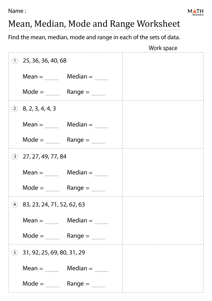 Mean Median Mode Word Problems Worksheet