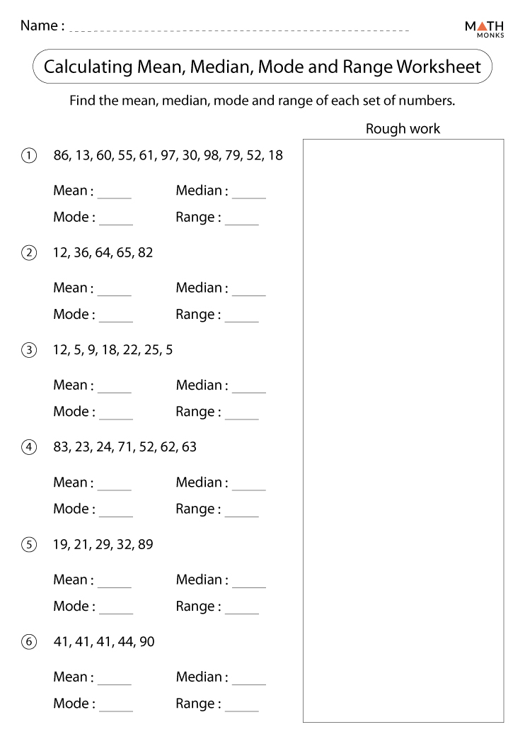 Mean Median Mode Range Worksheets With Answers 