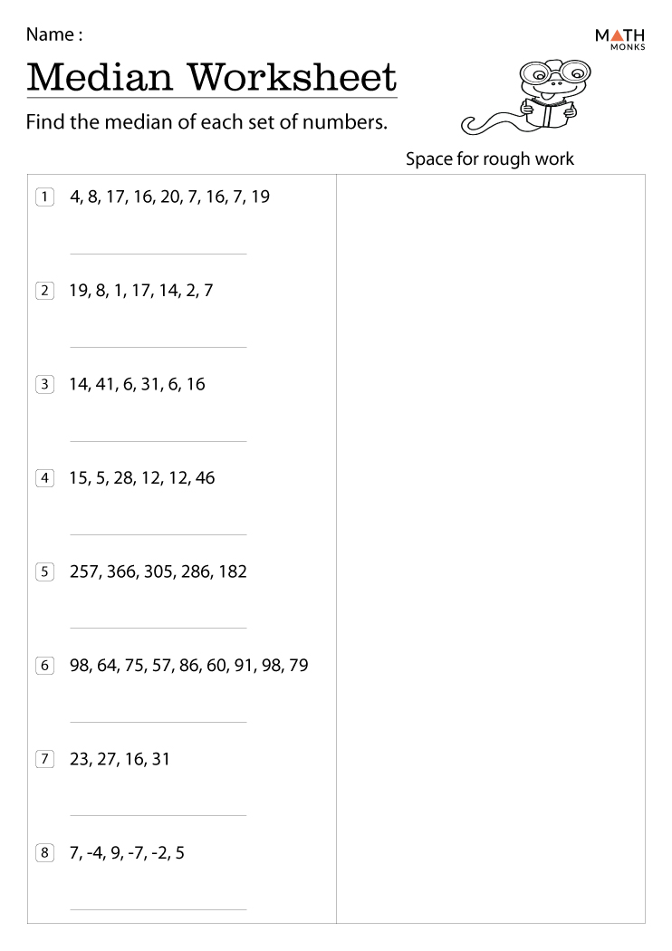 Median Math Worksheets 