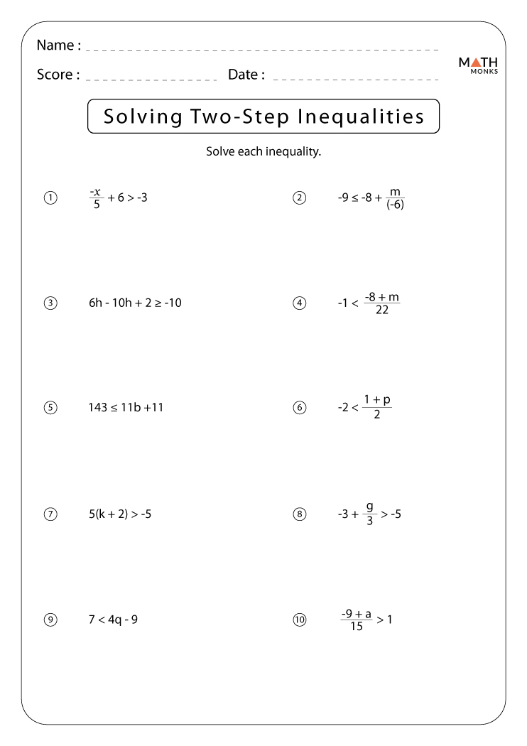 inequality problem solving worksheet