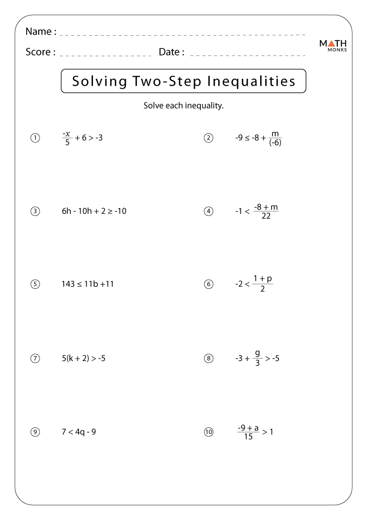 inequalities worksheet 7th grade pdf