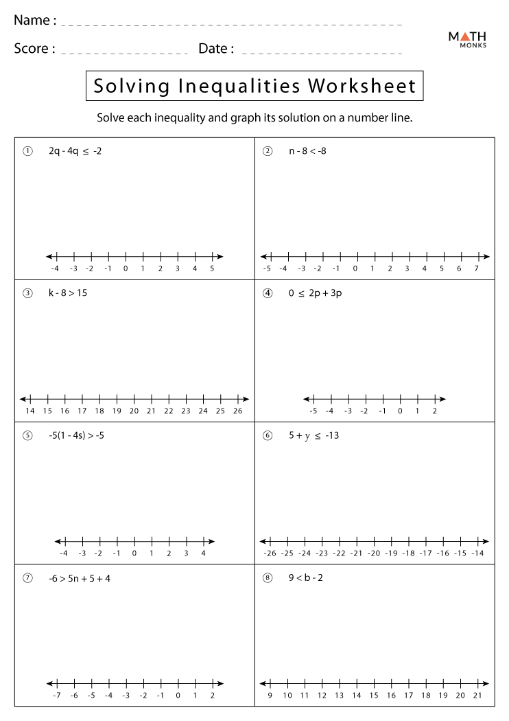 Inequalities On The Number Line Worksheet With Answers