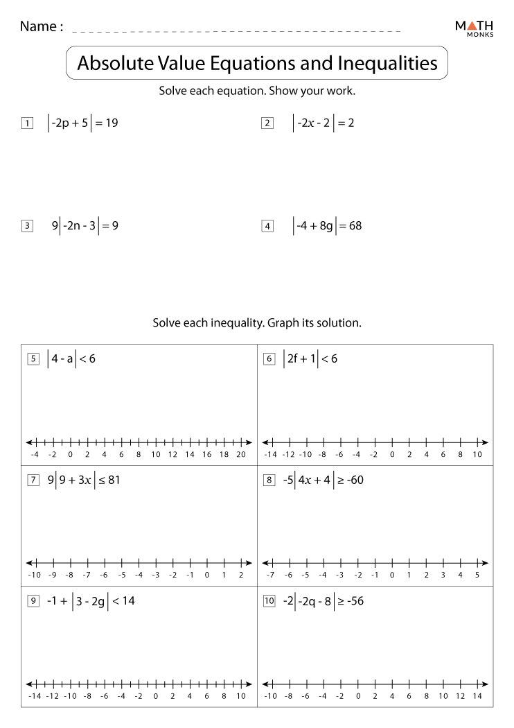 Solving Equations And Inequalities Worksheets With Answer Key