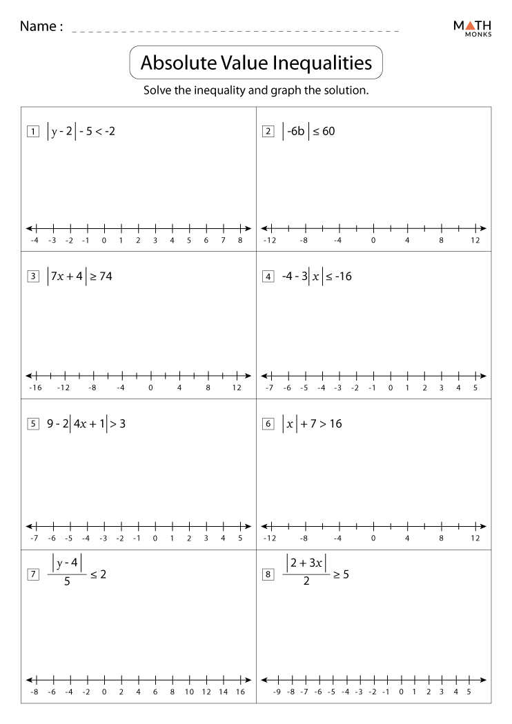 Inequalities With Absolute Value Worksheet