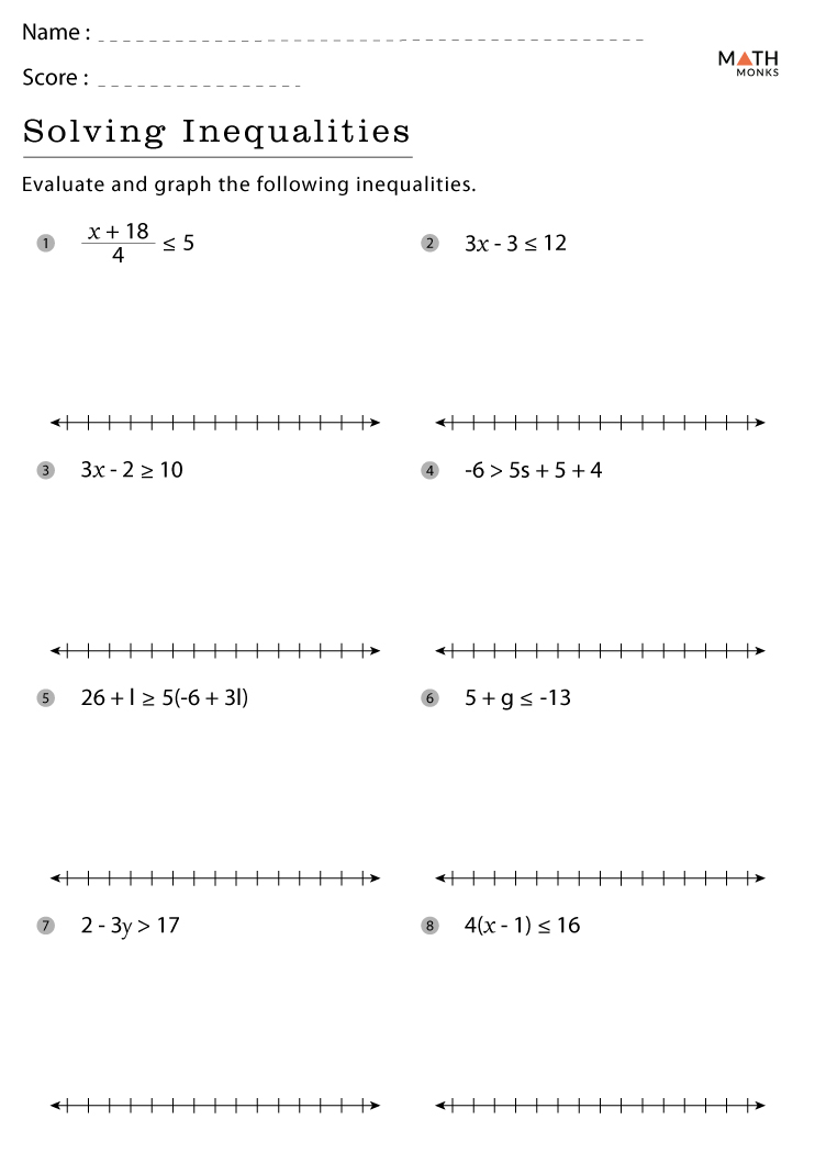 inequalities quiz worksheet