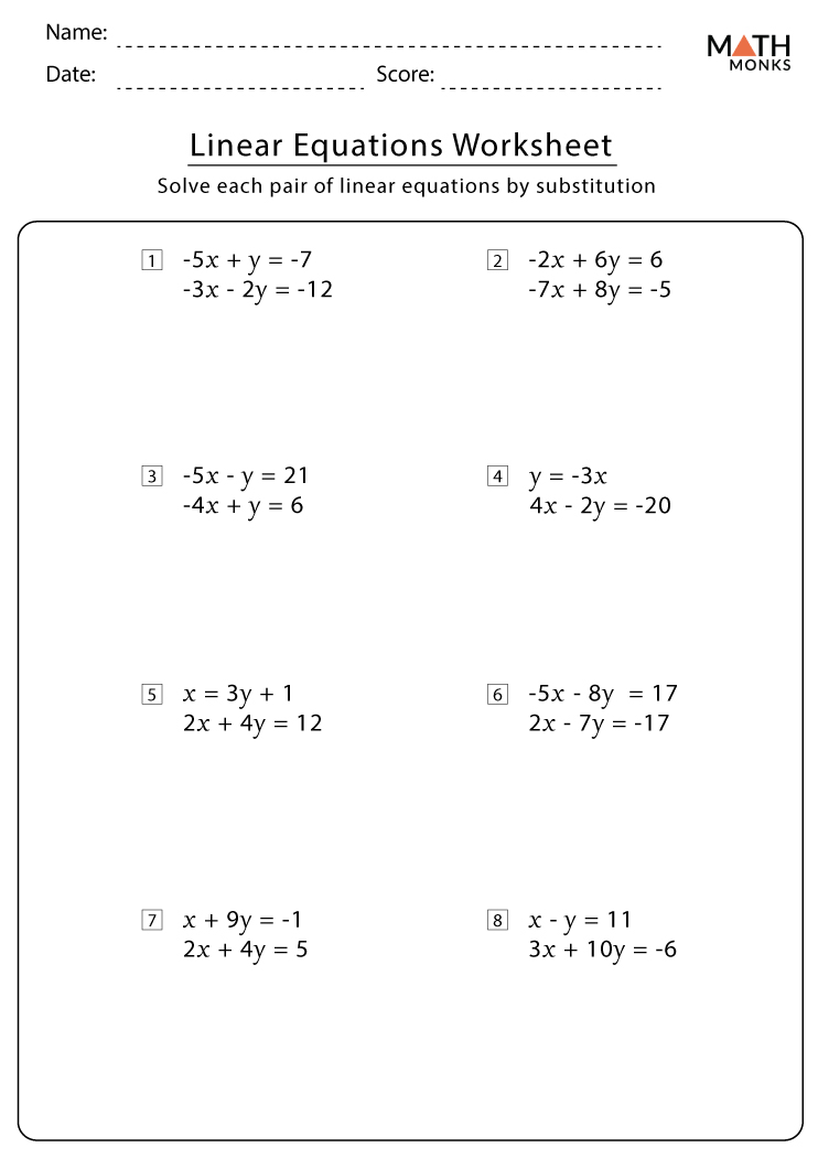 practice math problems linear equations