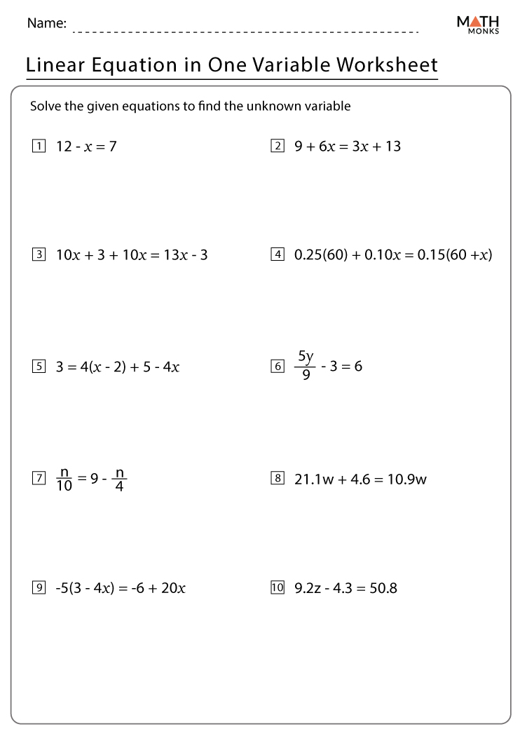 case study based questions on linear equations in one variable