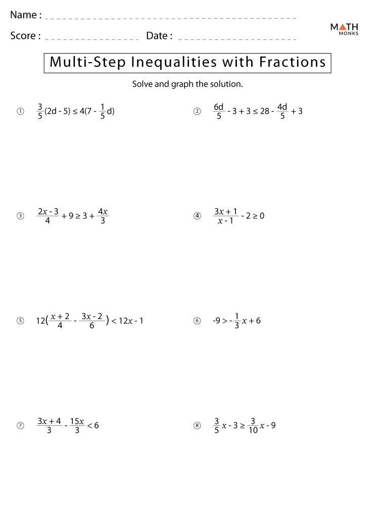 Solving Inequalities By Multiplication And Division Worksheet Answers
