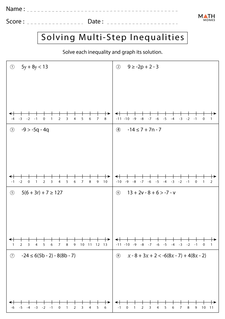 Multi Step Inequalities Worksheet Pdf