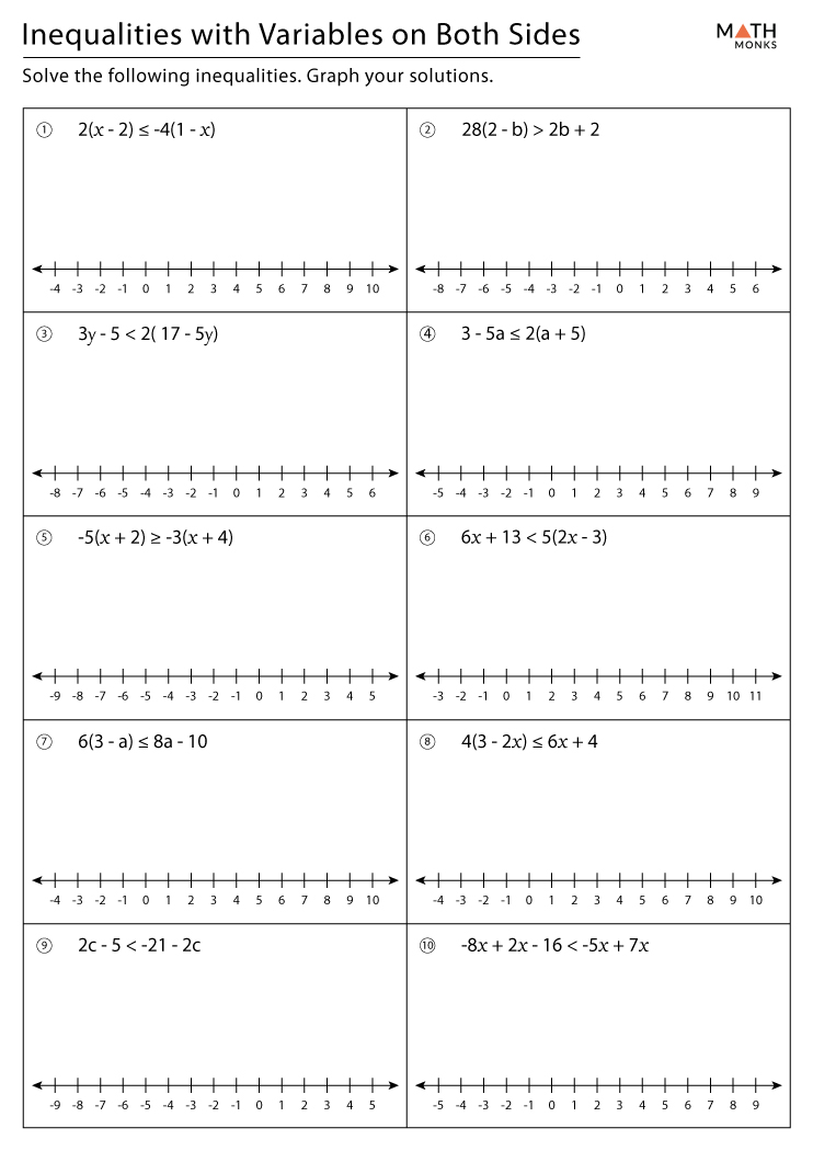 inequalities problem solving worksheet