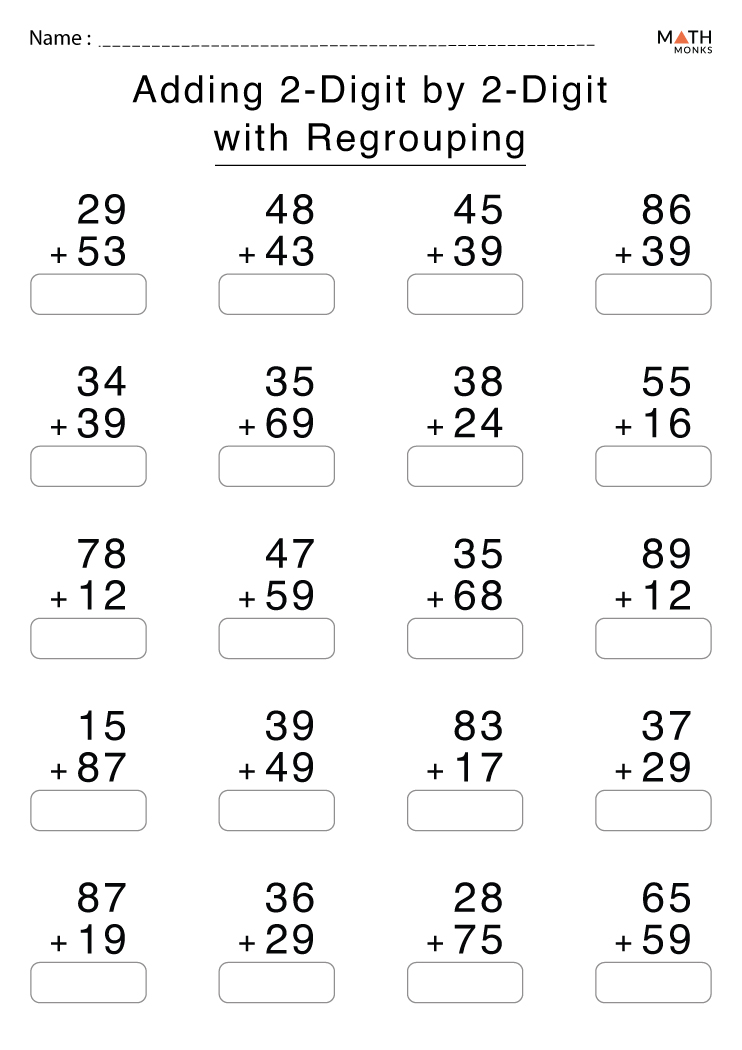 Addition With Regrouping Worksheets With Answer Key