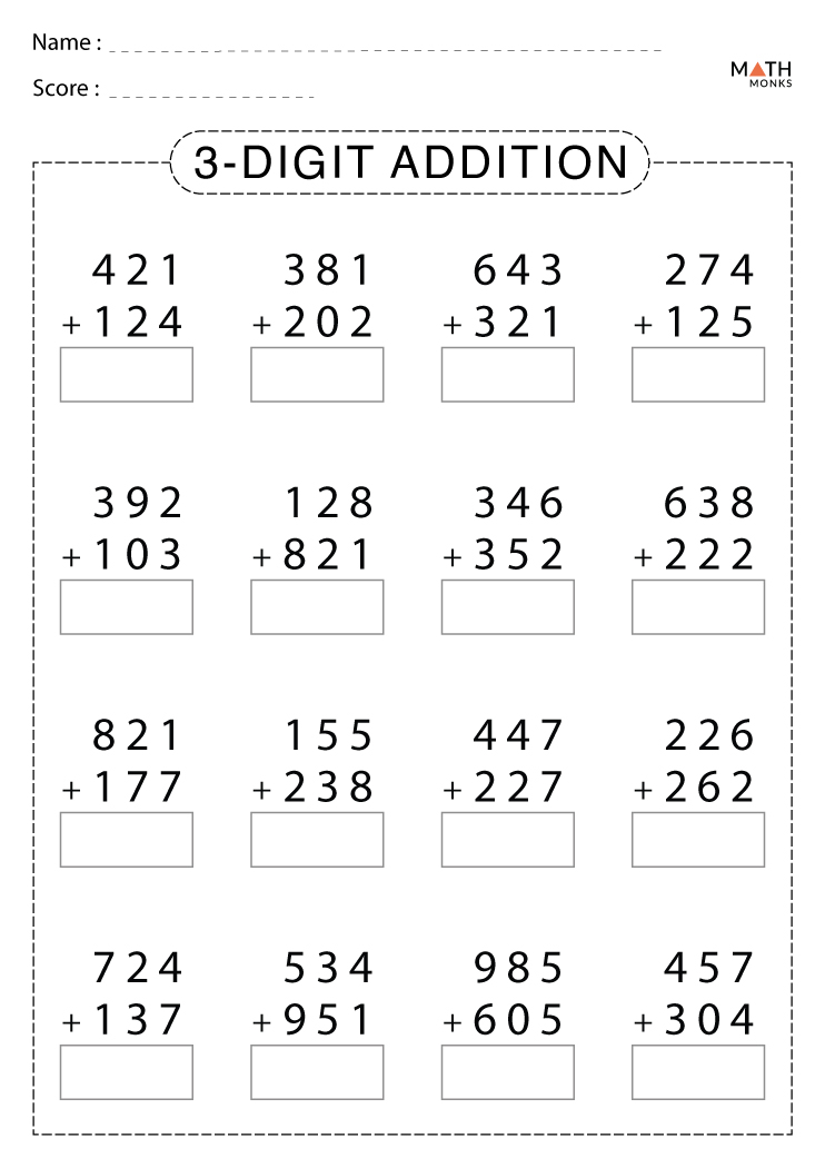 3 Digit Addition Worksheets Hot Sex Picture