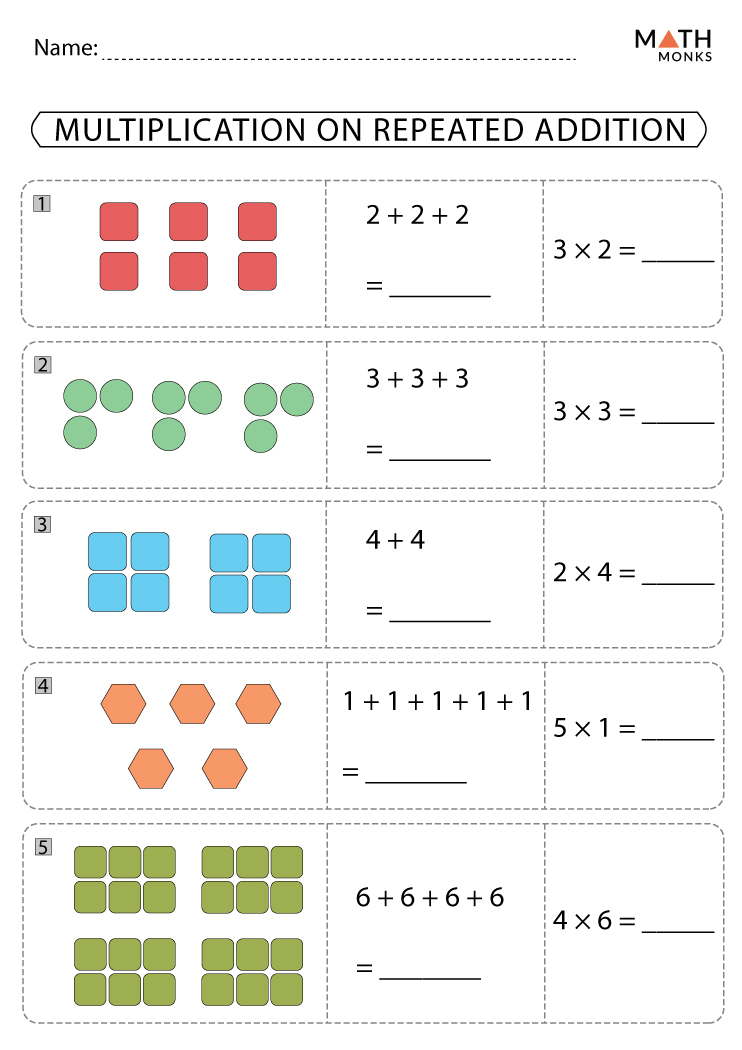 Multiplication Arrays and Repeated Addition Worksheets Math Monks