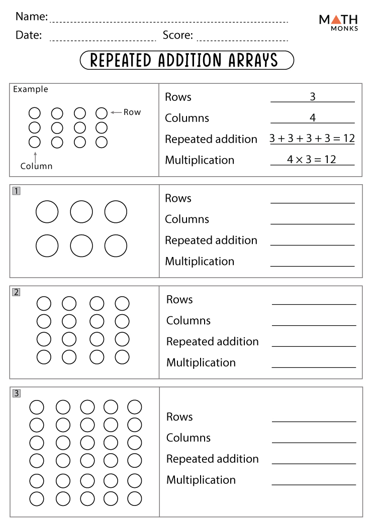 Multiplication Arrays And Addition Worksheets