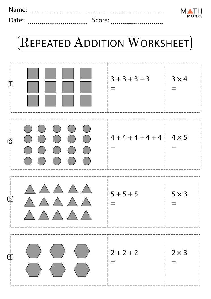 Array And Repeated Addition Worksheets