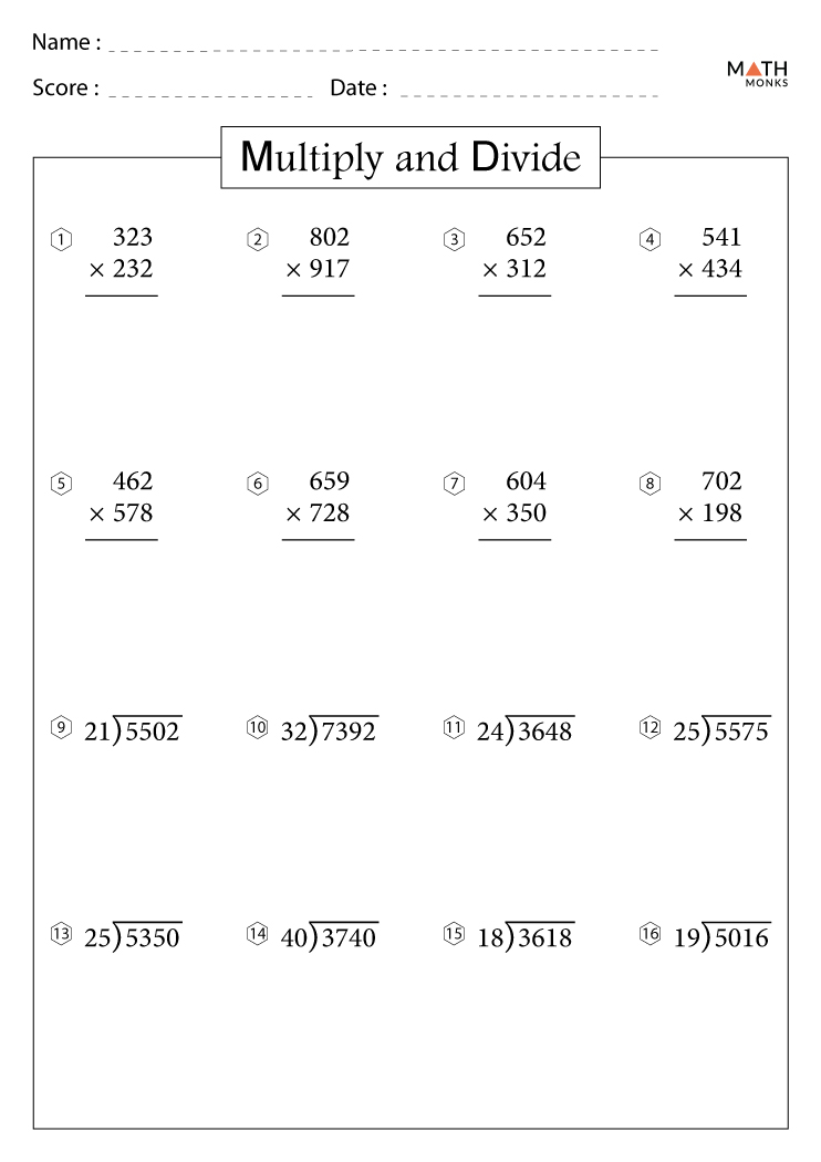 5th Grade Math Worksheets Multiplication And Division