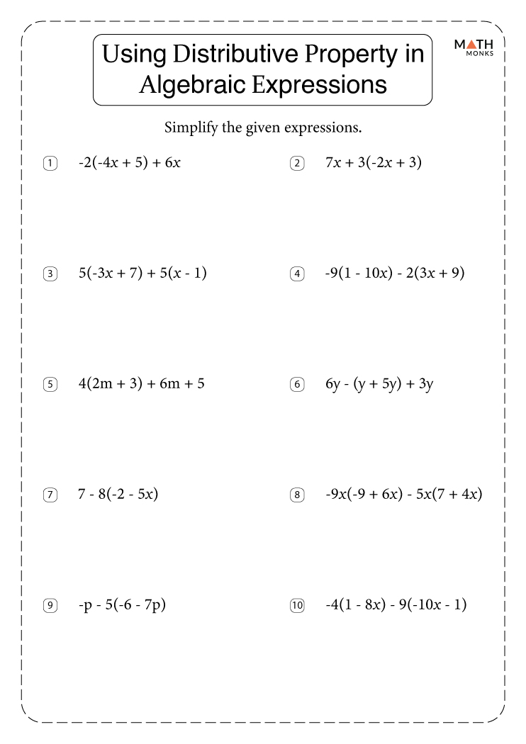 Distributive Property Of Multiplication And Addition Worksheets