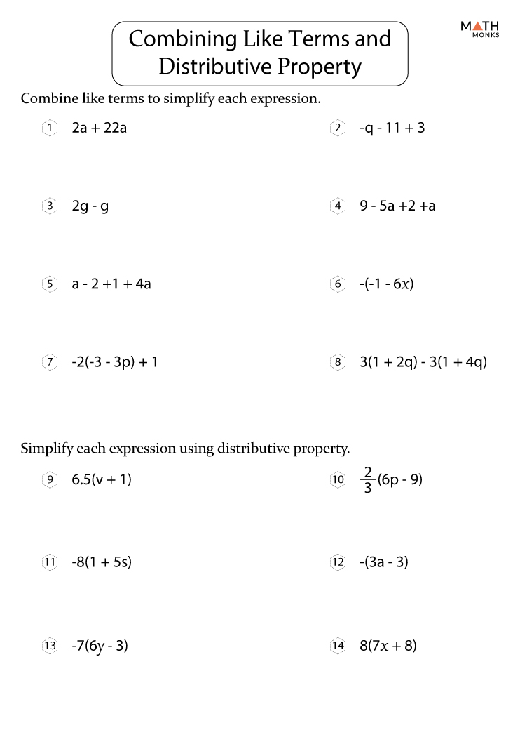 Combining Like Terms Pdf Multiple Variables Worksheet