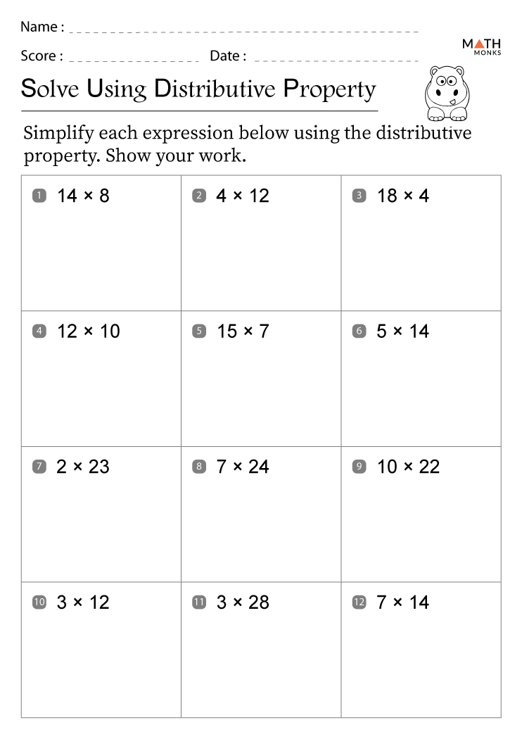 Distributive Property Worksheets With Answer Key