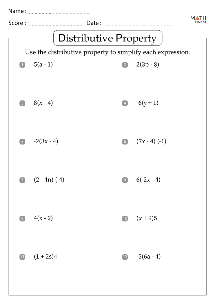 distributive property worksheet education.com