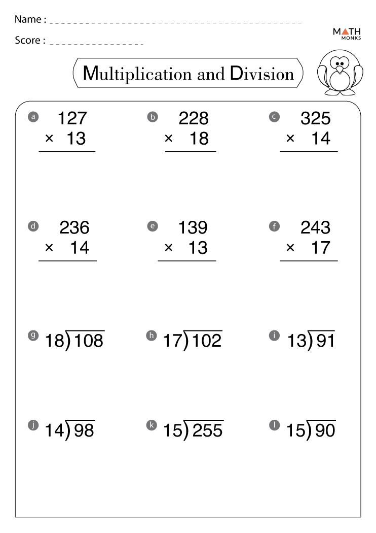 Multiplication Division Math Worksheets Grade 3