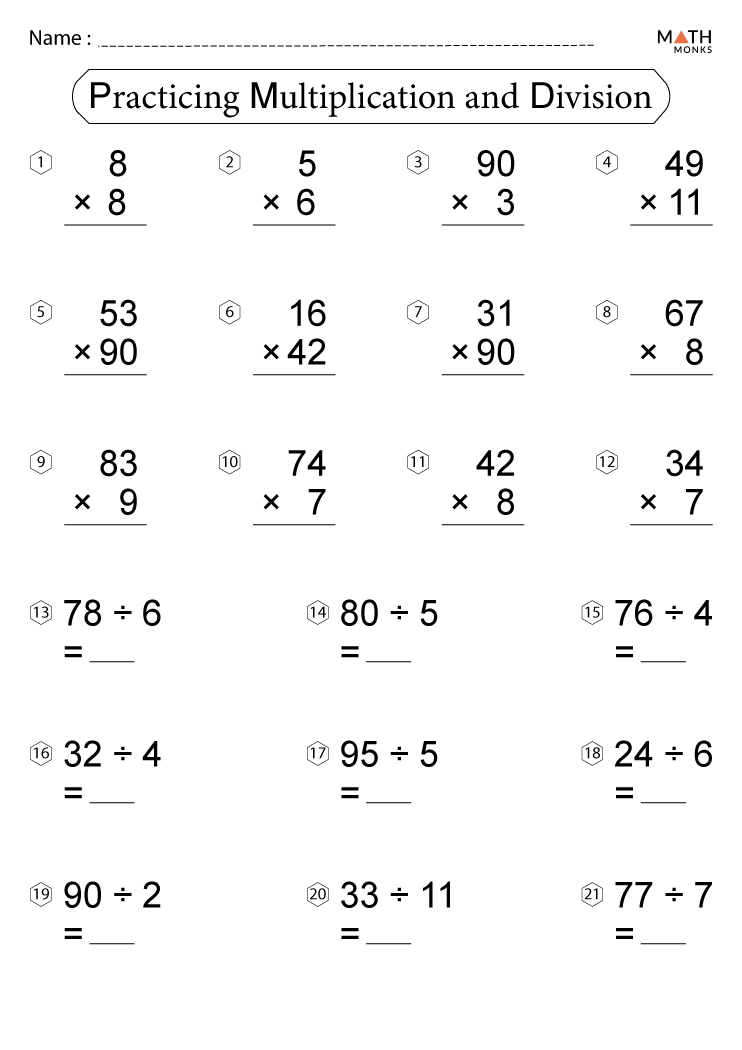 division math sheets