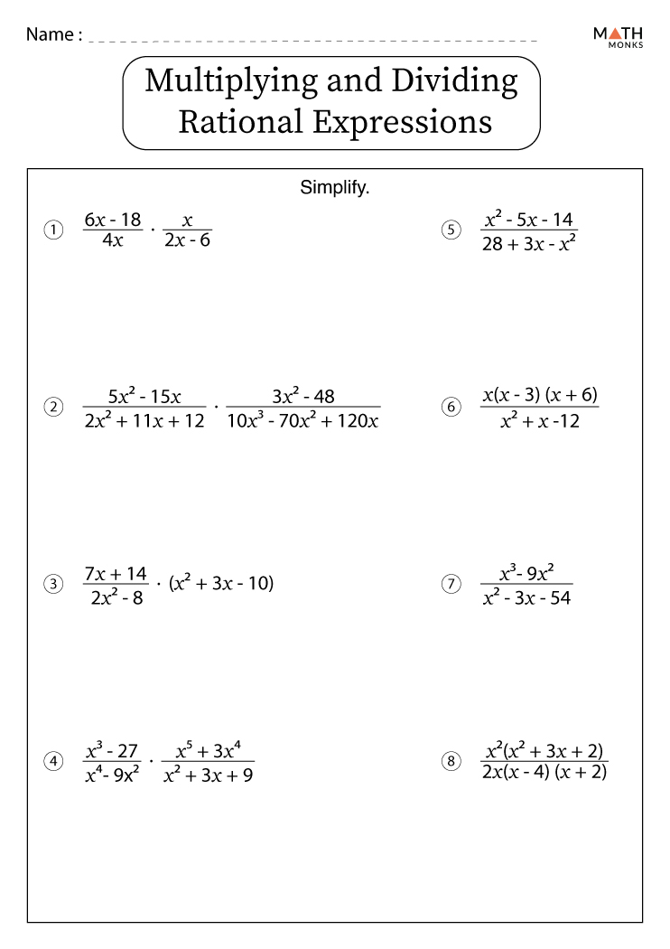 Addition Subtraction Multiplication Division Of Rational Numbers Worksheet