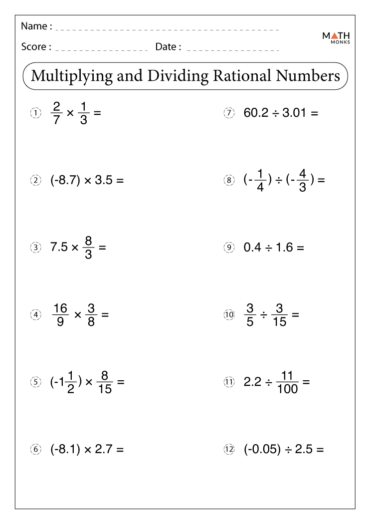 Multiplication And Division Worksheets With Answer Key