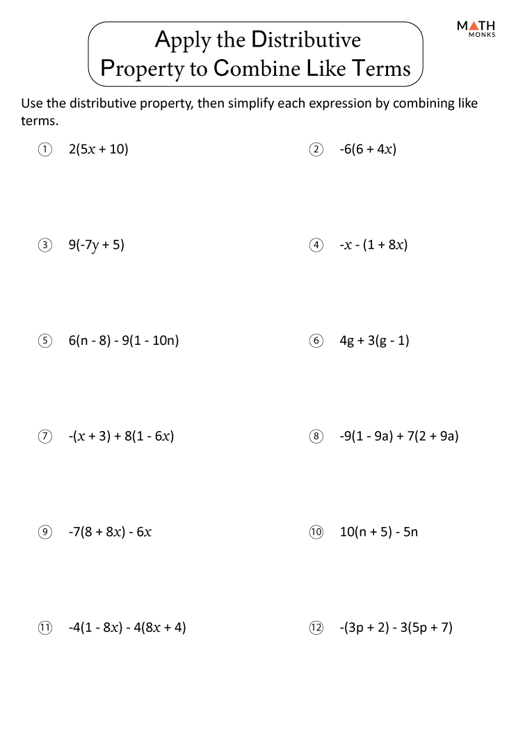 combining-like-terms-and-distributive-property-worksheets-with-answer-key