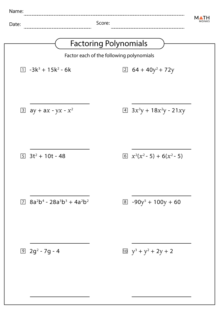 homework 5 factoring polynomials gcf answer key