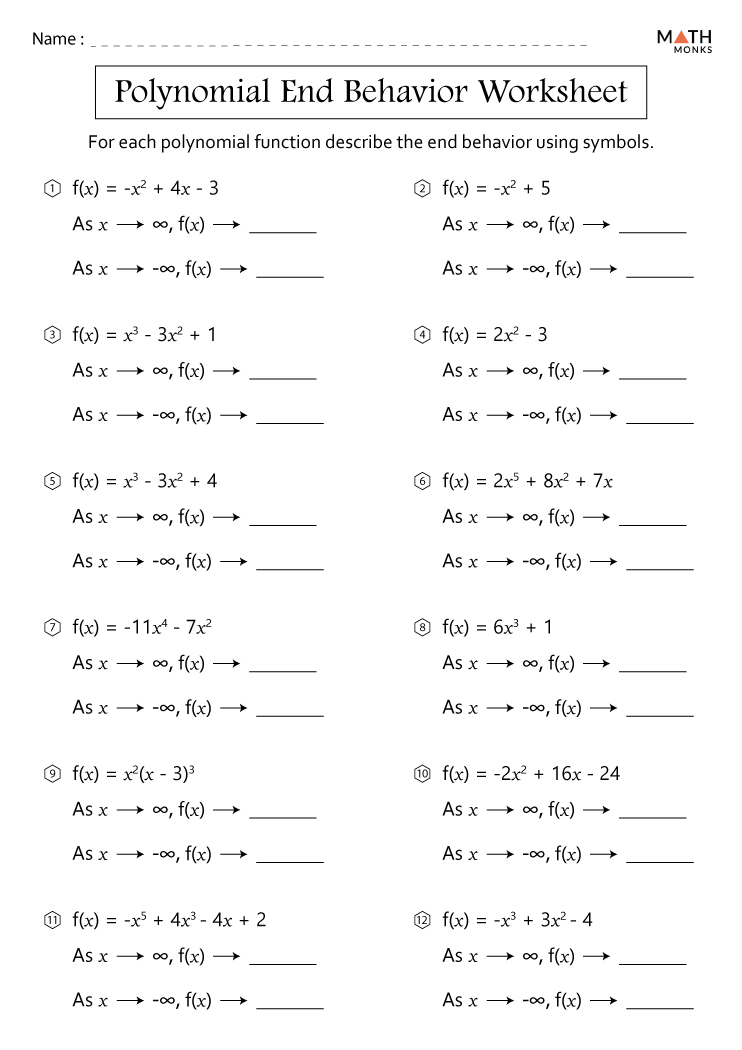 Graphing Polynomial Functions Worksheets With Answer Key