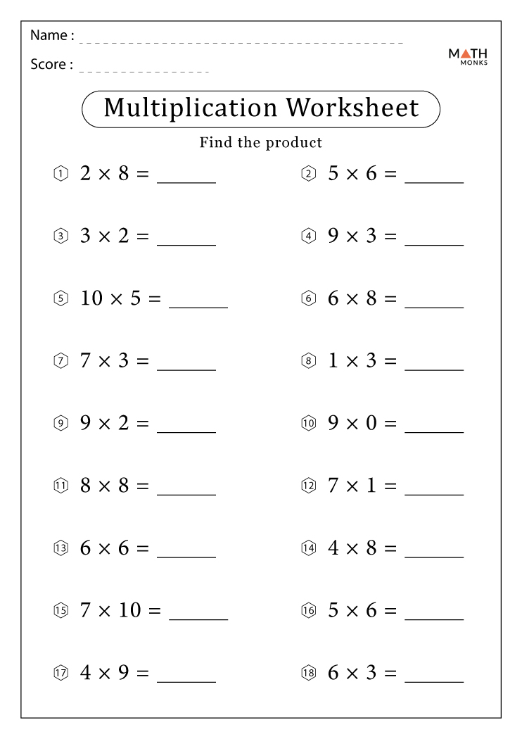 Multiplication Worksheets Grade 3 With Answer Key