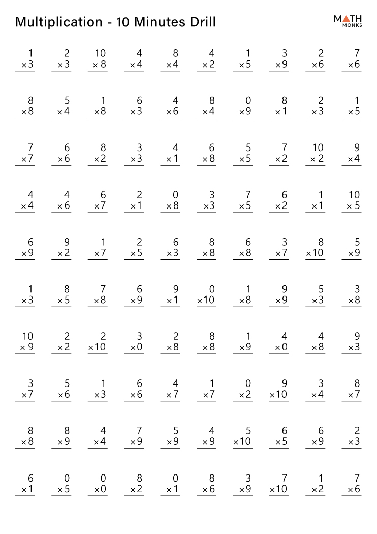 Multiplication Worksheets With Answer Key