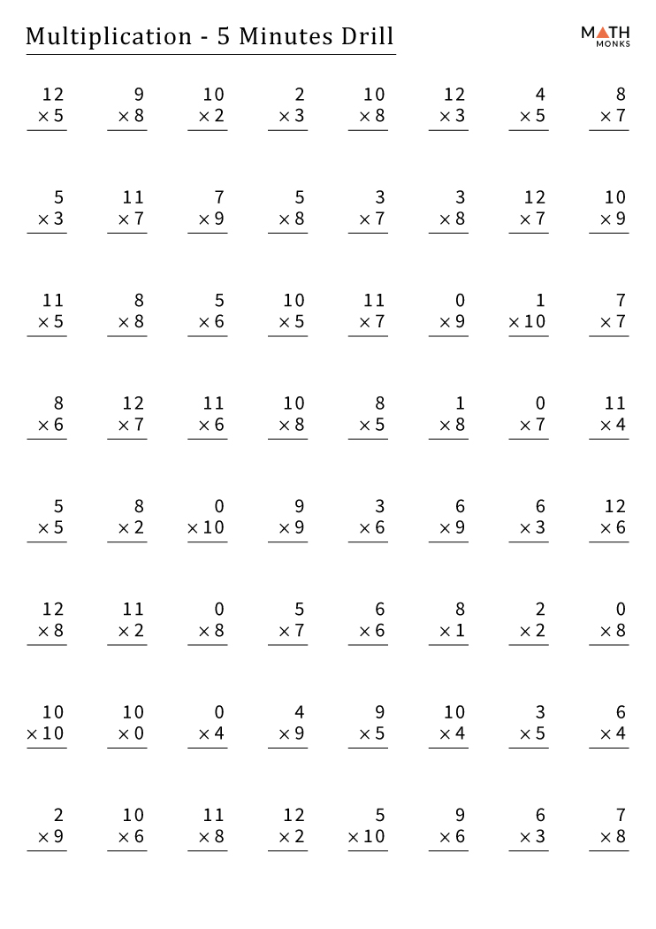 5th Multiplication Worksheets