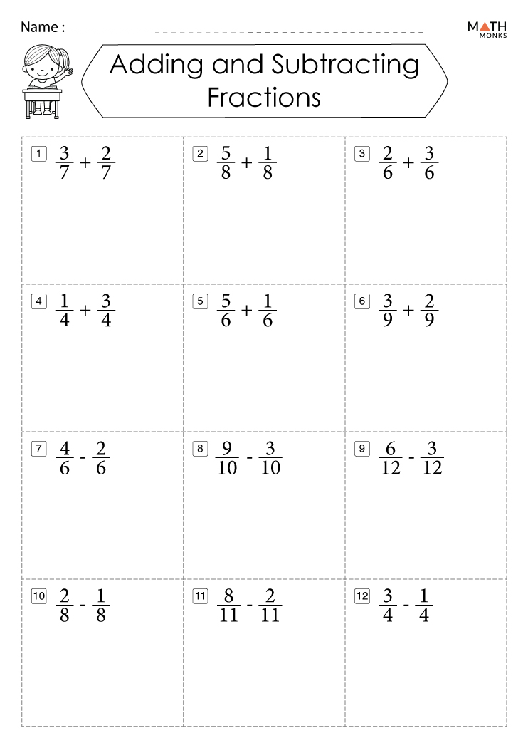 adding fractions worksheets 6th grade