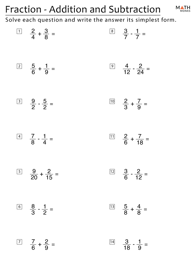 Adding And Subtracting Mixed Fraction Worksheet Pdf