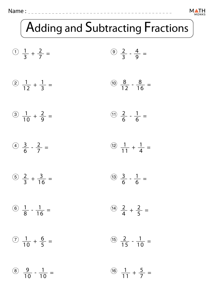 addition and subtraction fractions problem solving