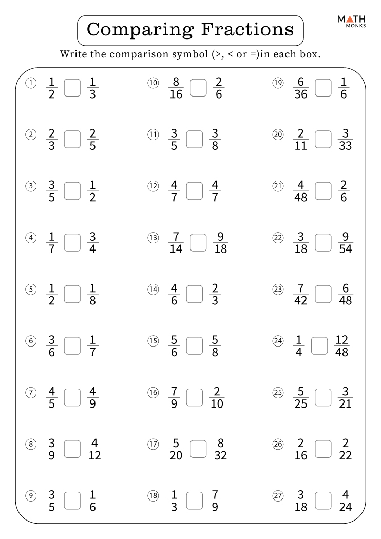Fractions Worksheets with Answer Key