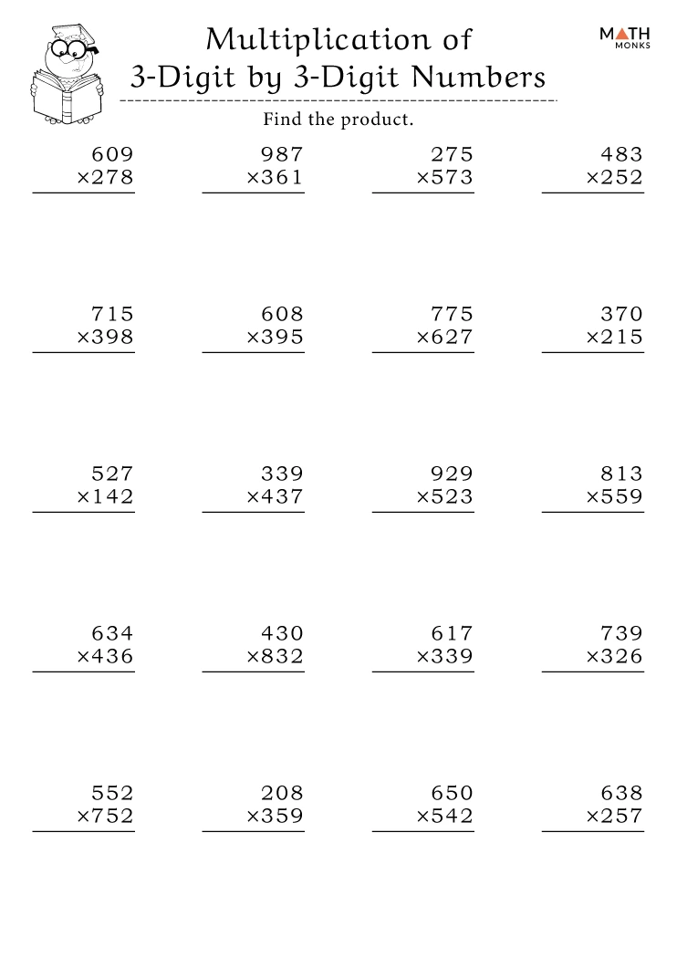 Free Printable 2 And 3 Digit Multiplication Worksheets