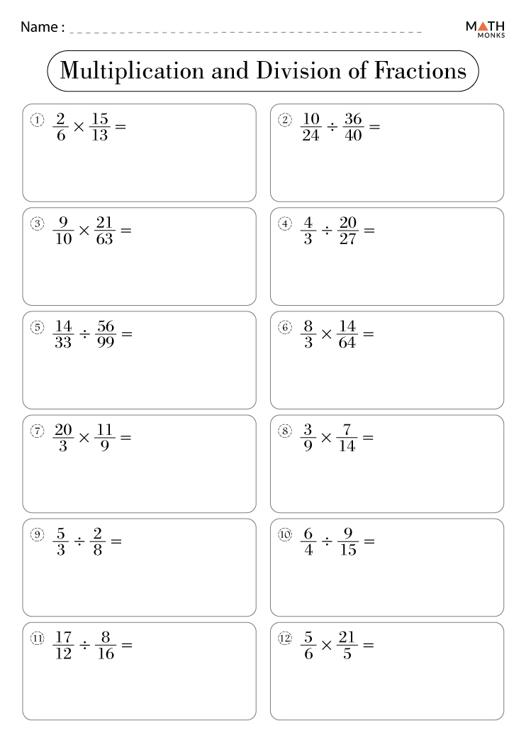 Multiplying Dividing Fractions And Mixed Numbers Worksheet Answers