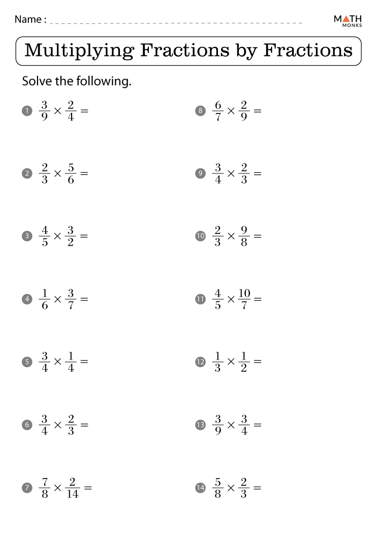 Multiplying Fractions Worksheets With Answer Key