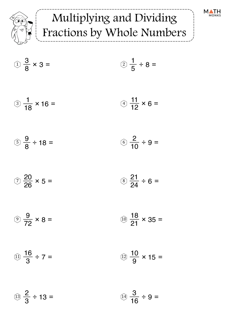 Multiplying and Dividing Fractions Worksheets with Answer Key