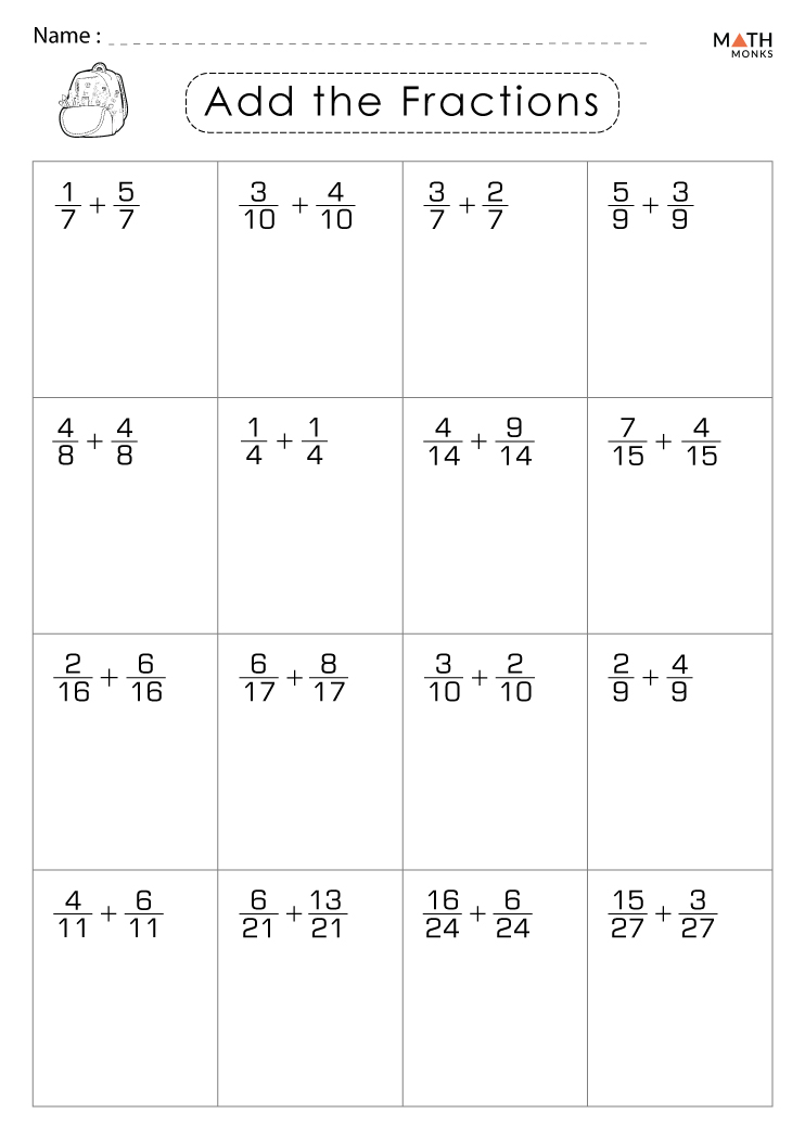 fourth grade math worksheets fractions
