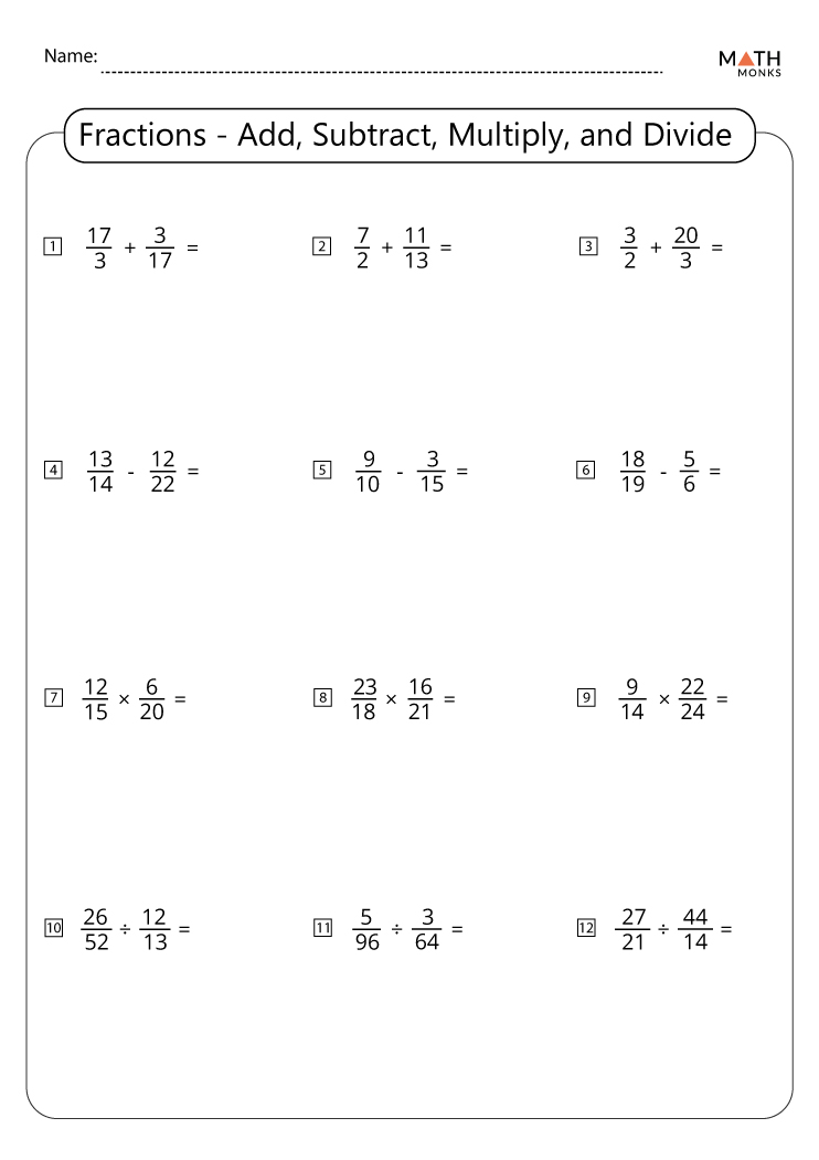 Multiplying And Dividing Fractions Worksheets Pdf Grade 6