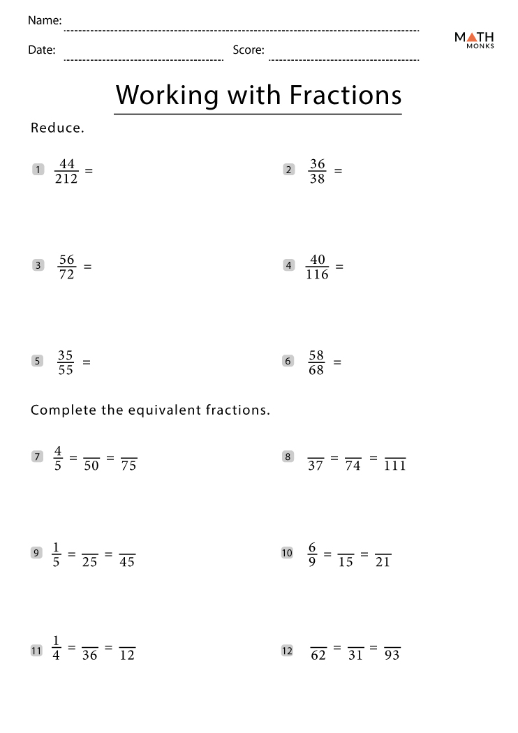 Math Worksheets Grade 7 Fractions
