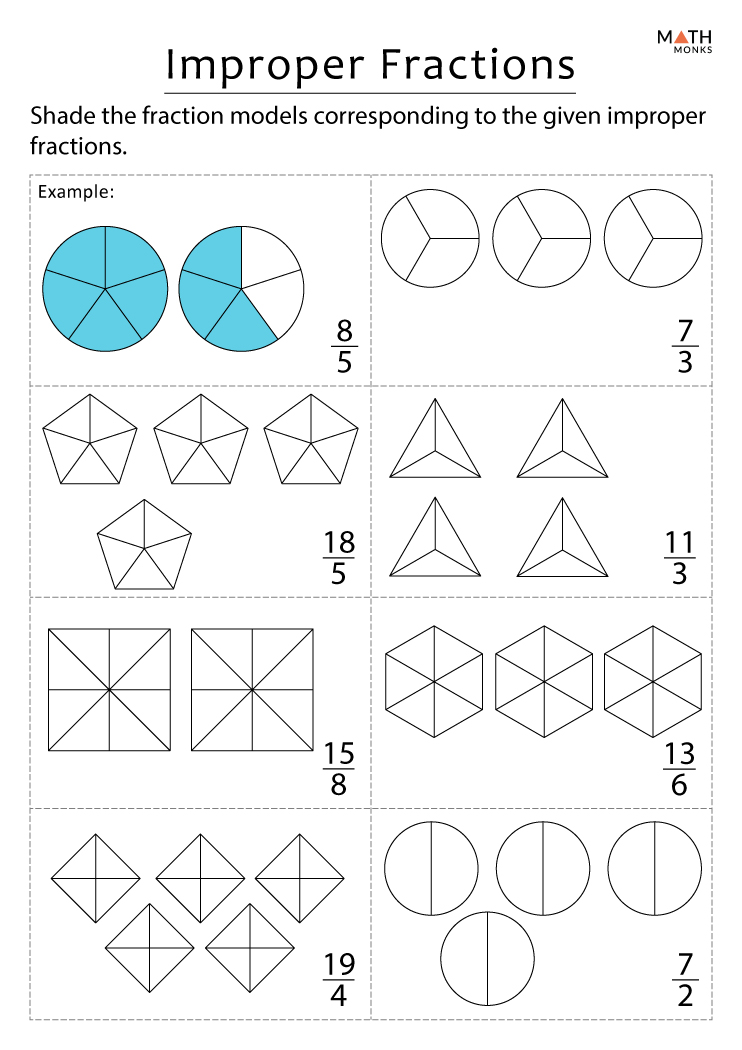 Improper Fraction To Mixed Number Worksheets Math Monks