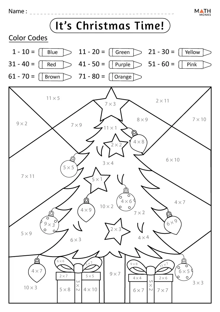 Christmas Multiplication Worksheets Math Monks