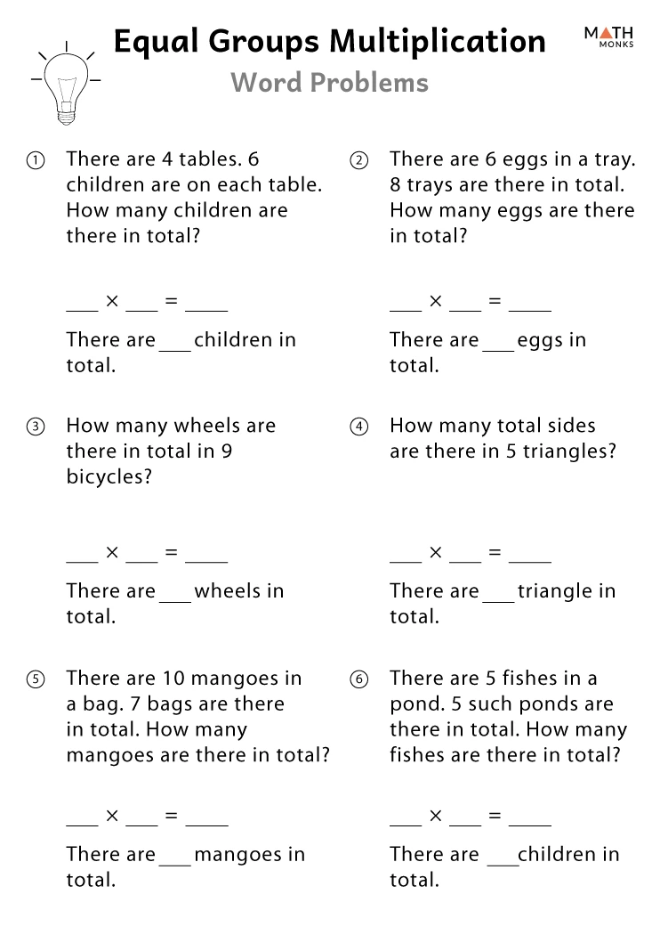 Equal Groups Worksheets Multiplication