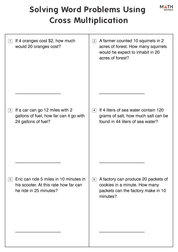Cross Multiplication Worksheet Grade 3